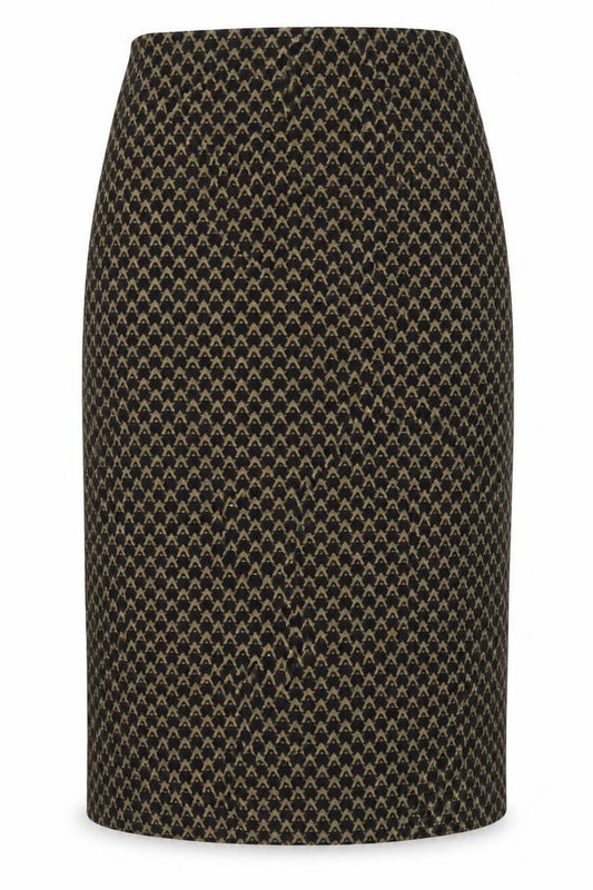 M&S Women’s Black Gold UK 12 Geometric Pencil Knee Skirt