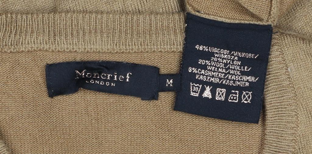 Mercier London Men's Beige M Viscose Crew Neck Fine Knit Pullover Jumper