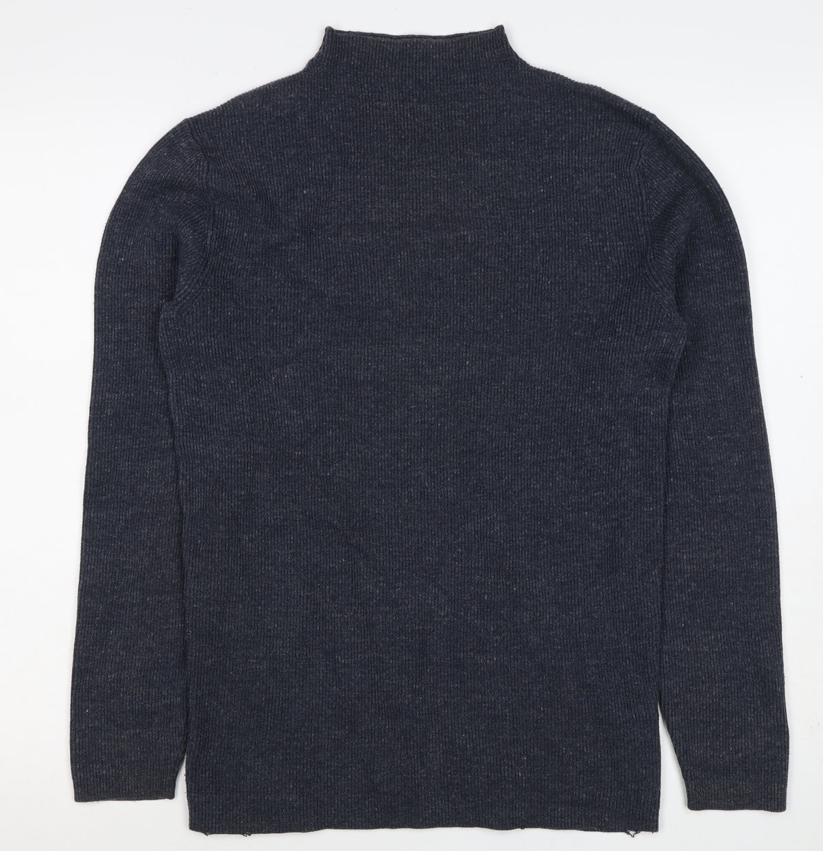 Selected Homme Unisex Grey S Wool High Neck Rib Knit Pullover Jumper