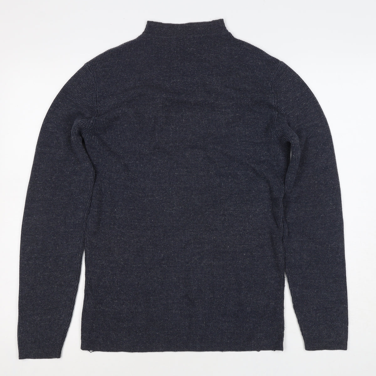 Selected Homme Unisex Grey S Wool High Neck Rib Knit Pullover Jumper