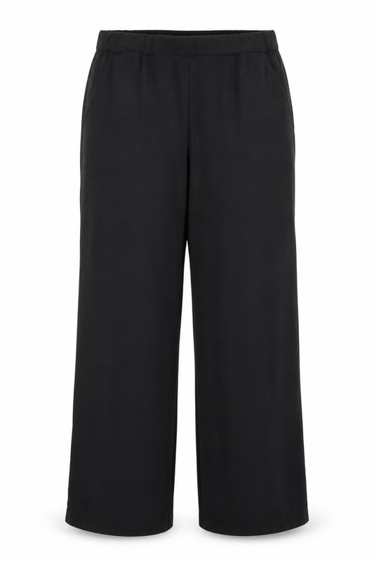 Saint + Sofia Women Black UK 14 Organic Cotton Wide-Leg Trousers
