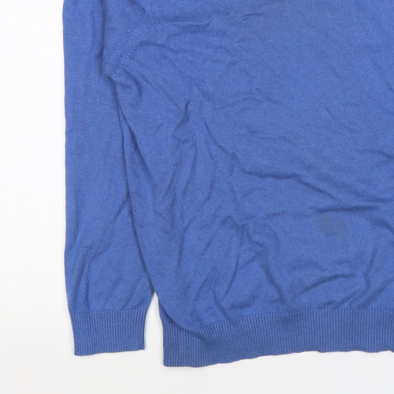 Austin Reed Men's Blue M Cashmere Cotton V-Neck Knit Pullover Jumper