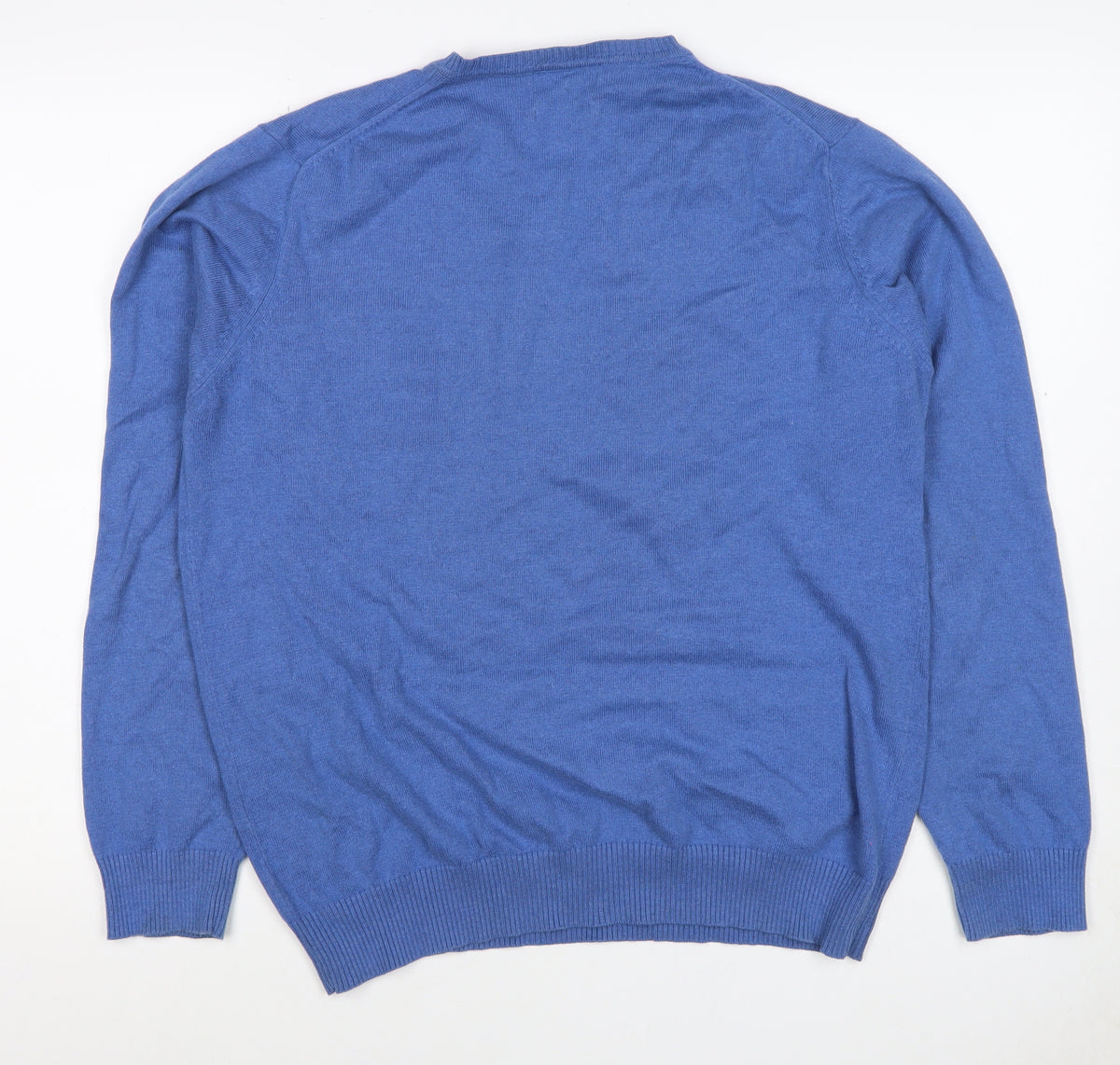 Austin Reed Men's Blue M Cashmere Cotton V-Neck Knit Pullover Jumper