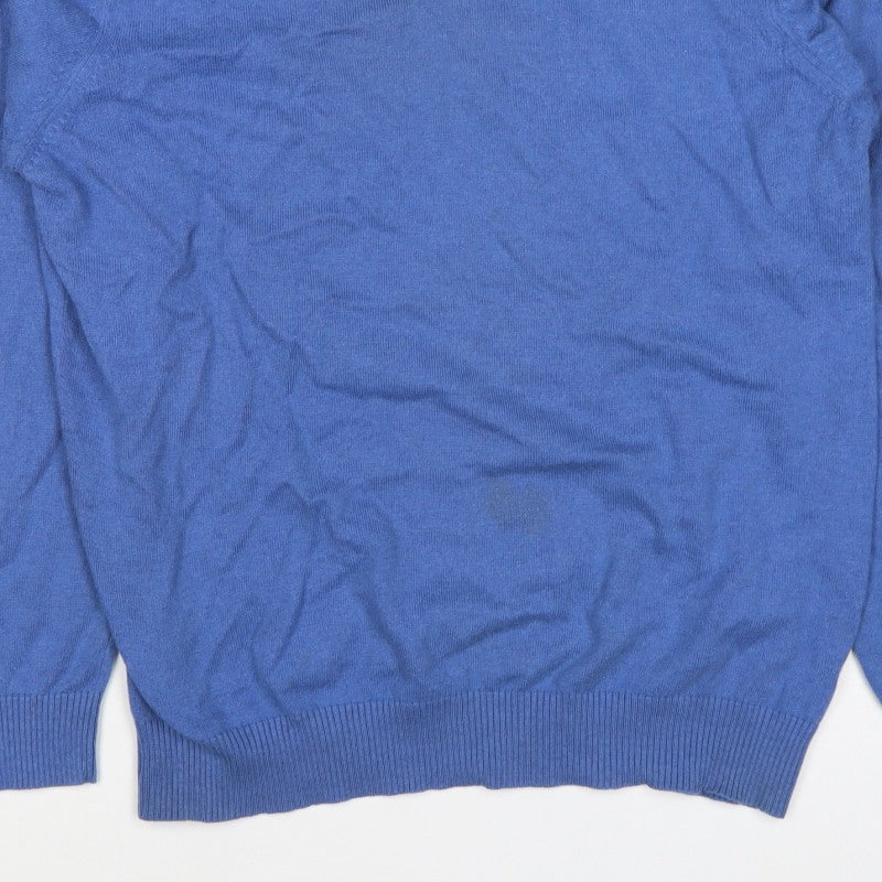 Austin Reed Men's Blue M Cashmere Cotton V-Neck Knit Pullover Jumper