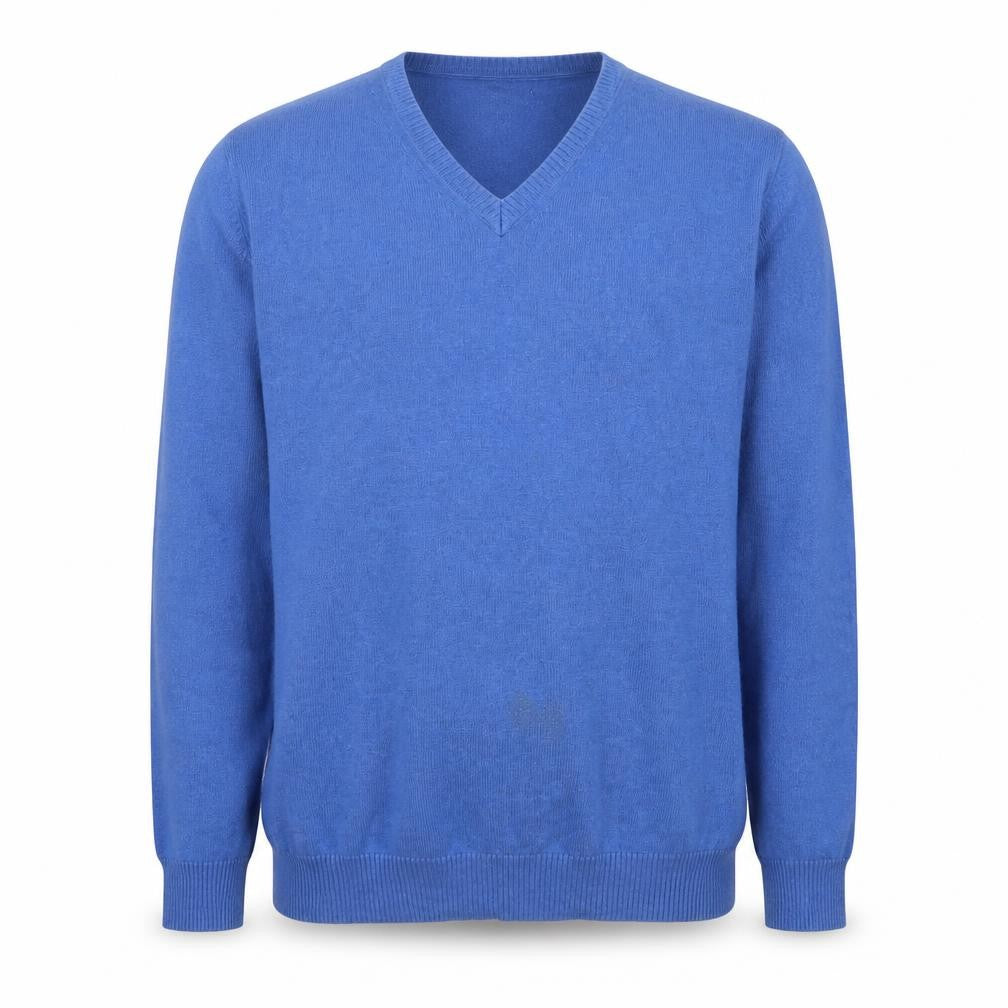 Austin Reed Men's Blue M Cashmere Cotton V-Neck Knit Pullover Jumper