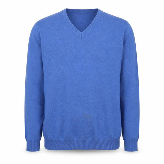 Austin Reed Men's Blue M Cashmere Cotton V-Neck Knit Pullover Jumper