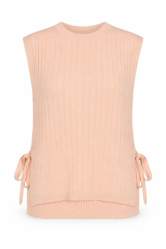 Oasis Women Pink UK 12 Rib Knit Tie Side Sleeveless Tank Top