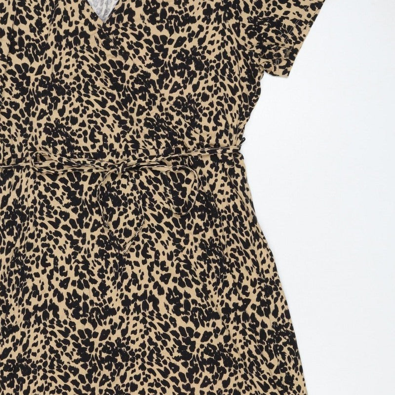 Marks & Spencer Women's Beige Leopard Print UK 16 Knee Dress
