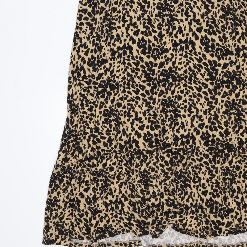 Marks & Spencer Women's Beige Leopard Print UK 16 Knee Dress