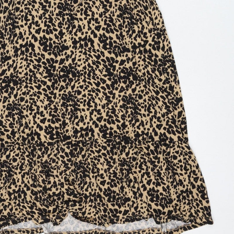 Marks & Spencer Women's Beige Leopard Print UK 16 Knee Dress