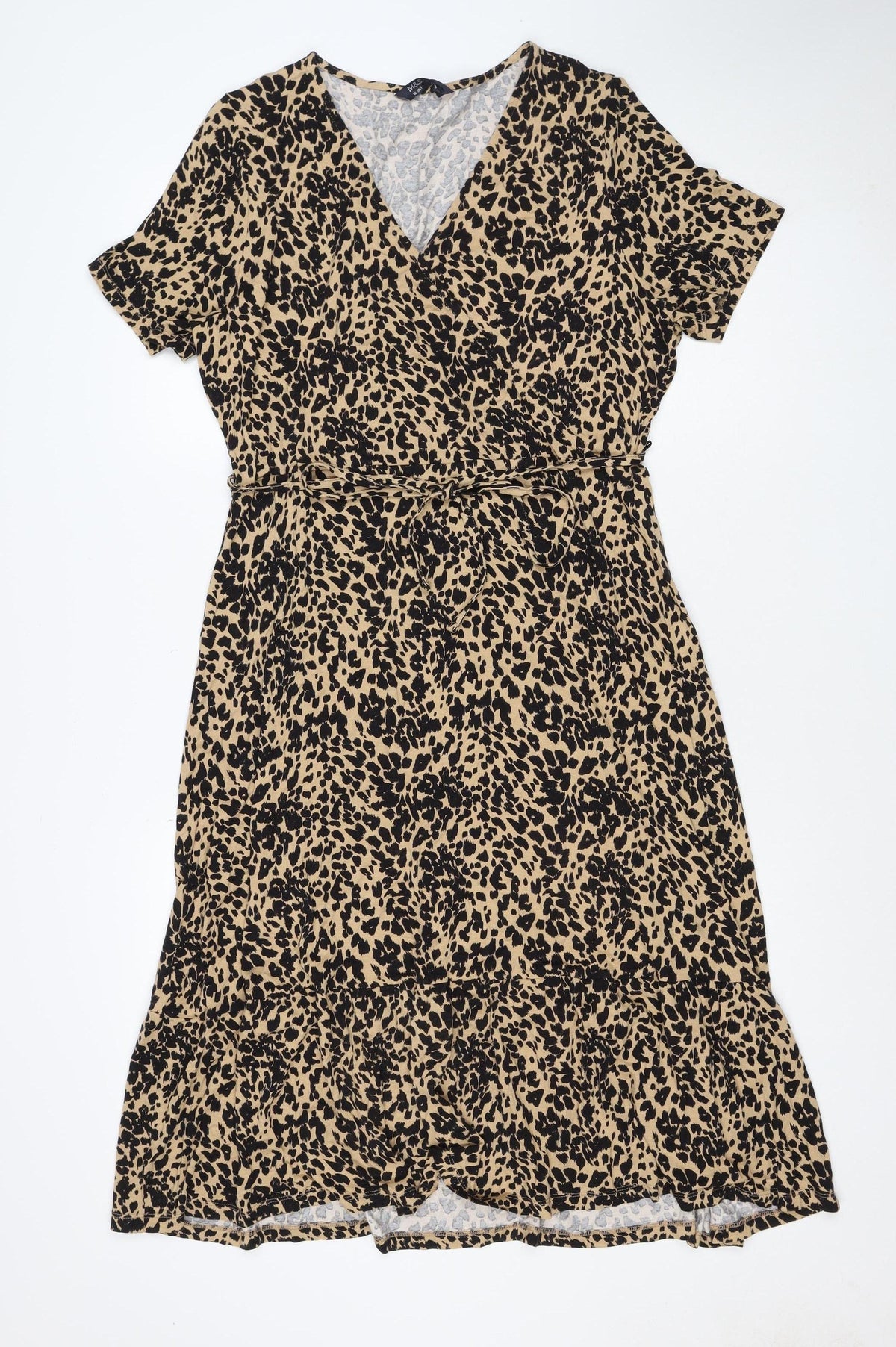 Marks & Spencer Women's Beige Leopard Print UK 16 Knee Dress