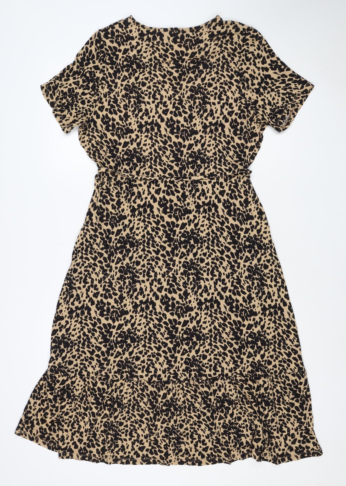 Marks & Spencer Women's Beige Leopard Print UK 16 Knee Dress