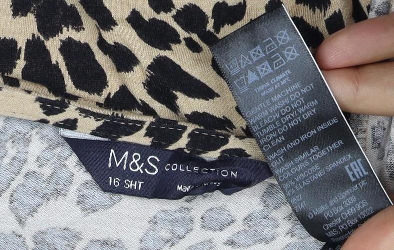 Marks & Spencer Women's Beige Leopard Print UK 16 Knee Dress