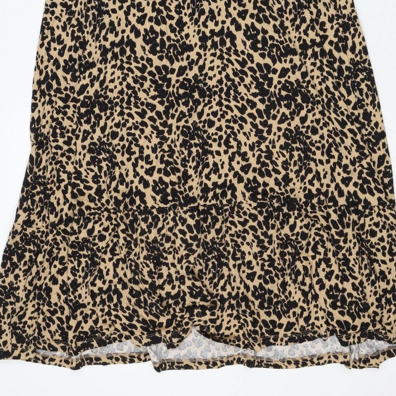 Marks & Spencer Women's Beige Leopard Print UK 16 Knee Dress