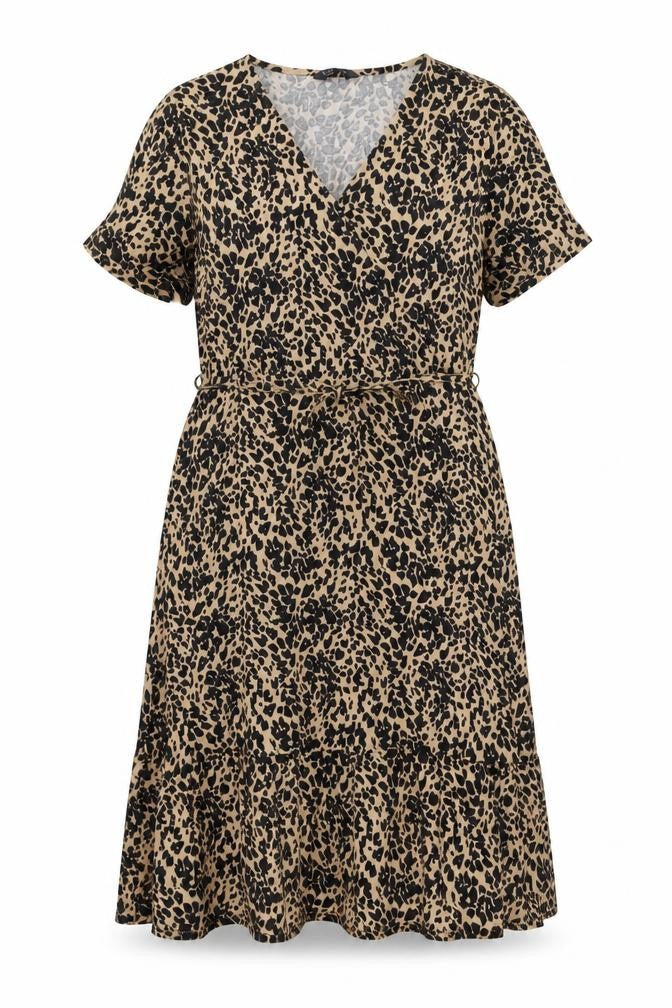 Marks & Spencer Women's Beige Leopard Print UK 16 Knee Dress