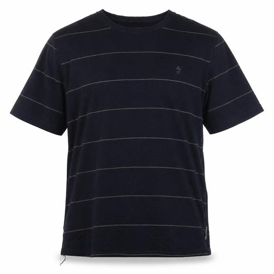 French Connection Men’s Blue Striped Logo Crew Neck T-Shirt 2XL
