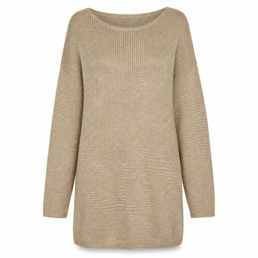Missguided Women Beige UK 8 High Neck Long Sleeve Knit Tunic Jumper