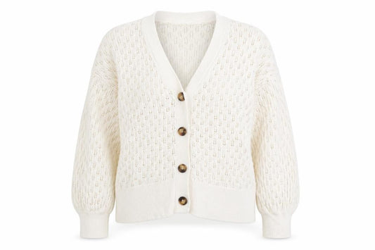 Marks and Spencer Women Ivory Size 18 Open Knit V-Neck Cardigan