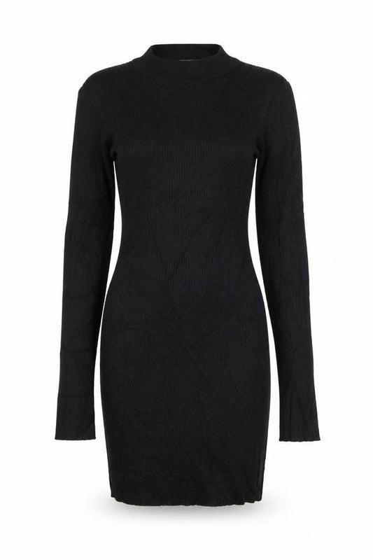Missguided Women Black UK 6 Petite Ribbed Knit High Neck Jumper Dress
