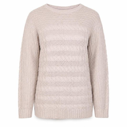 Dorothy Perkins Women Beige UK 12 Cable Knit Cotton Pullover Jumper