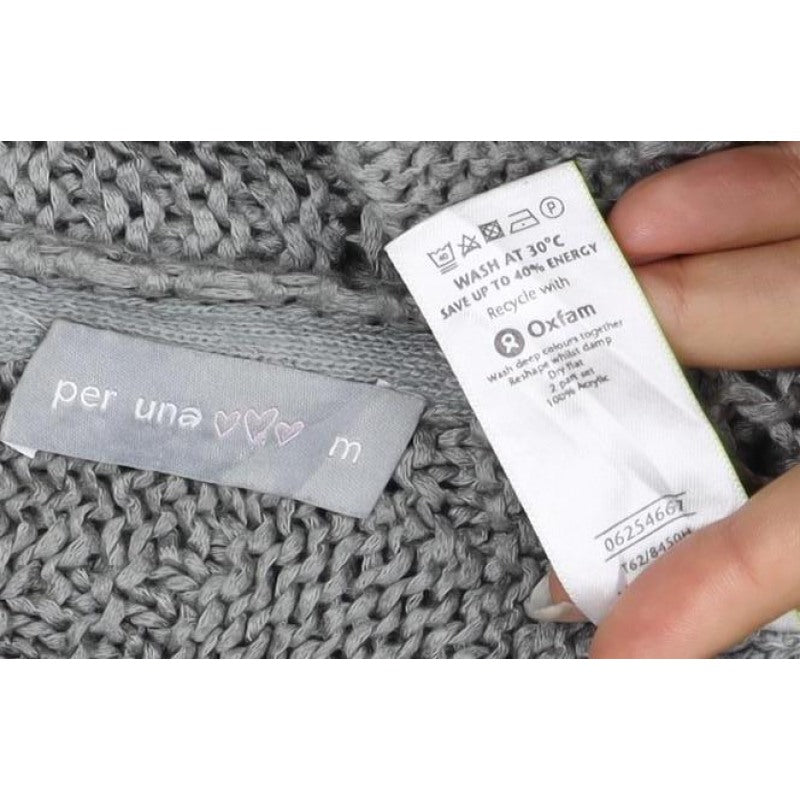 Per Una Women Grey M Open Knit Short Sleeve Pullover Jumper