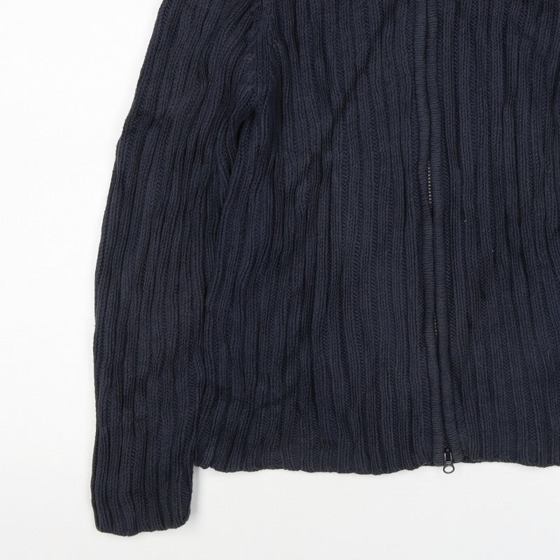 Gap Men Blue M Full Zip Cable Knit Cotton Blend Jumper Cardigan