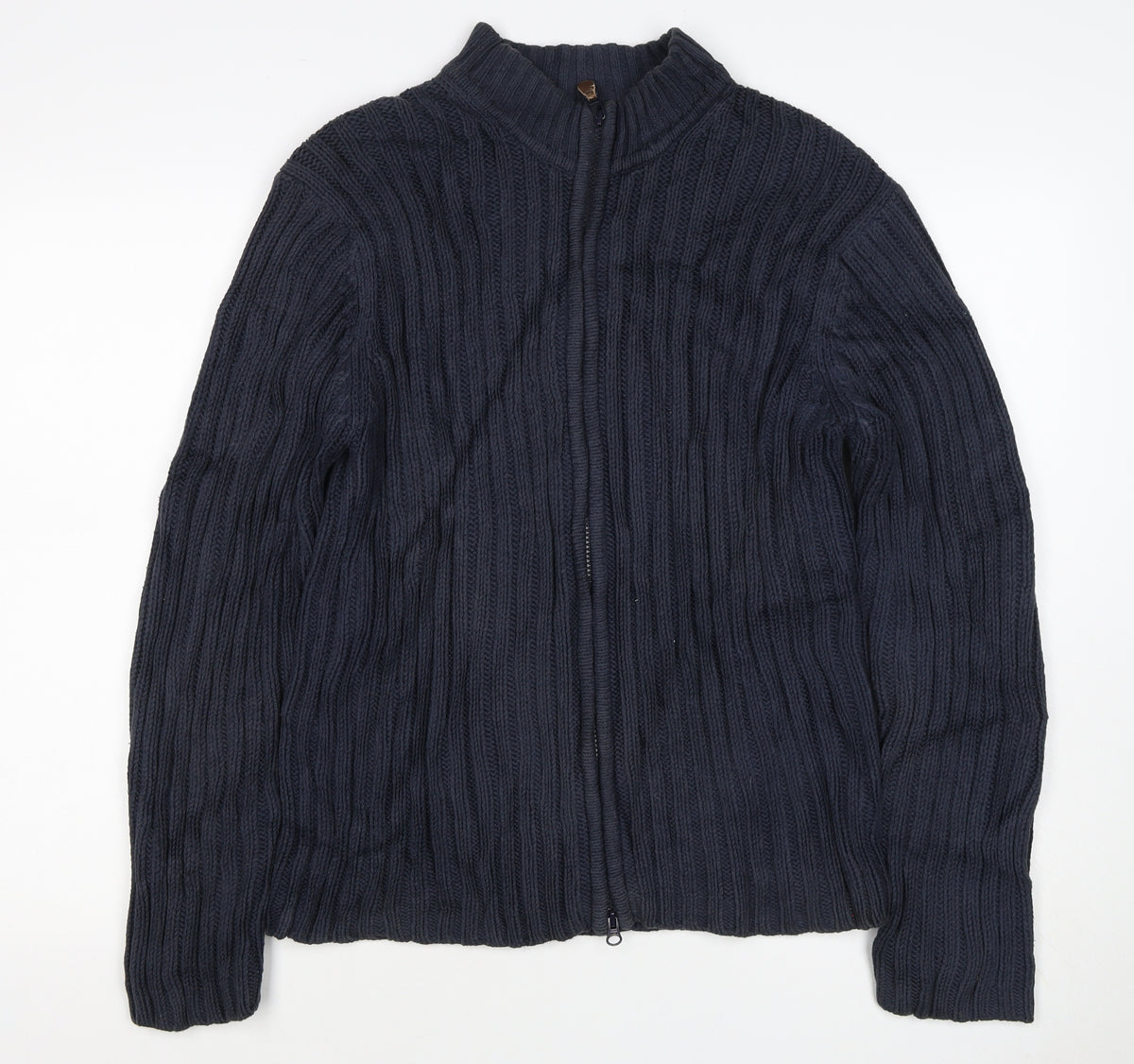 Gap Men Blue M Full Zip Cable Knit Cotton Blend Jumper Cardigan