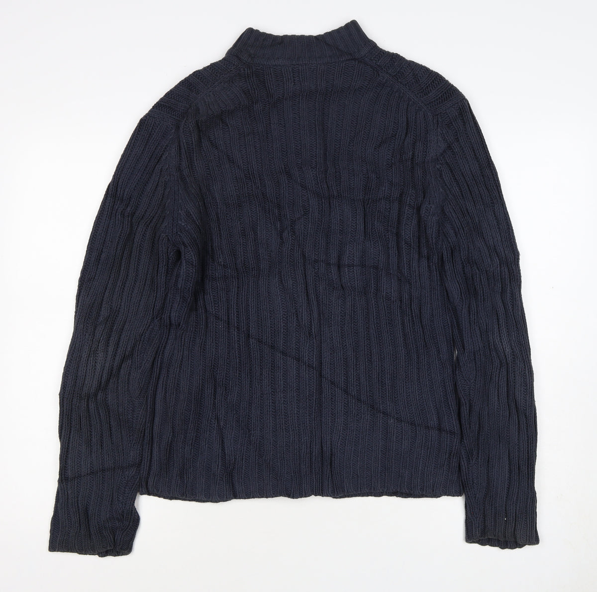 Gap Men Blue M Full Zip Cable Knit Cotton Blend Jumper Cardigan