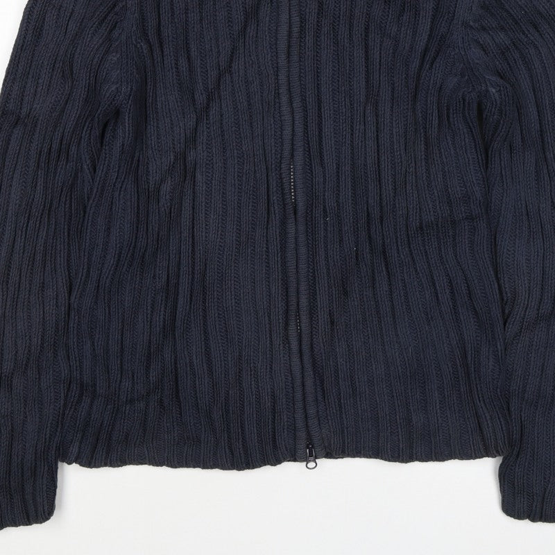 Gap Men Blue M Full Zip Cable Knit Cotton Blend Jumper Cardigan