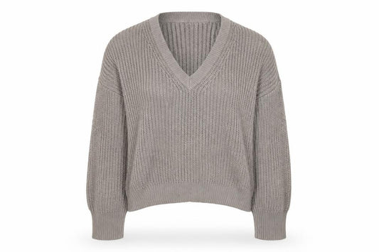 Abercrombie & Fitch Women’s Grey L Chunky Knit V-Neck Jumper