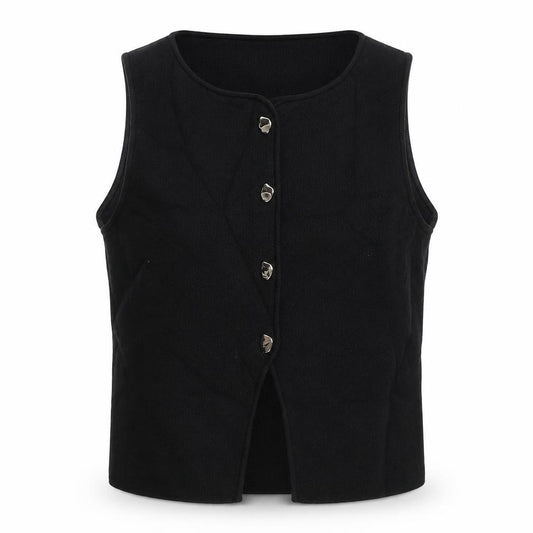 Zara Women Black Size S Basic Button Front Knit Tank Top