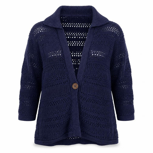 Boohoo Women’s Blue UK 18 Cable Knit Open Cardigan Collared