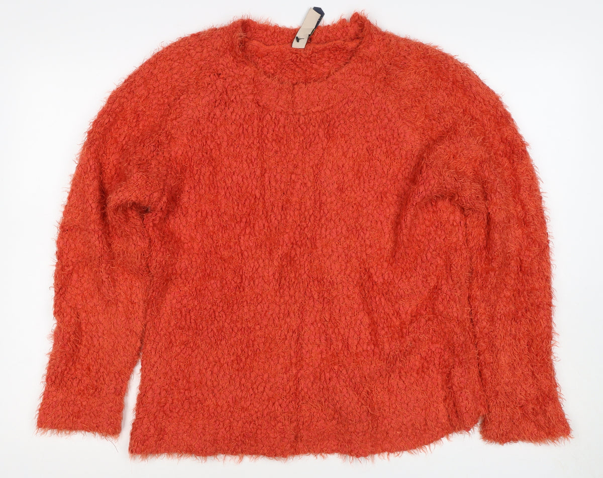 Pull&Bear Women’s Orange M Chunky Knit Crew Neck Jumper