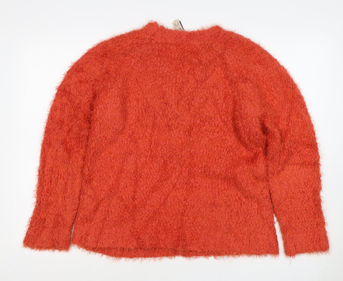 Pull&Bear Women’s Orange M Chunky Knit Crew Neck Jumper
