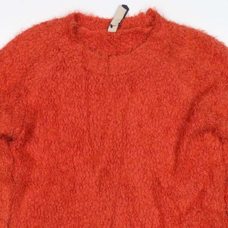 Pull&Bear Women’s Orange M Chunky Knit Crew Neck Jumper