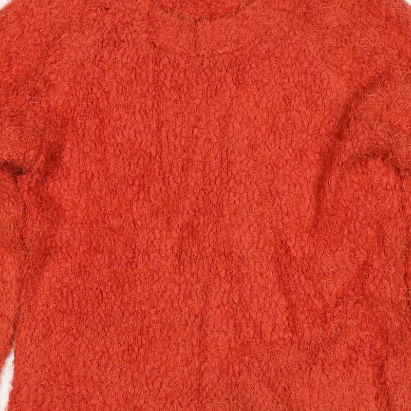 Pull&Bear Women’s Orange M Chunky Knit Crew Neck Jumper