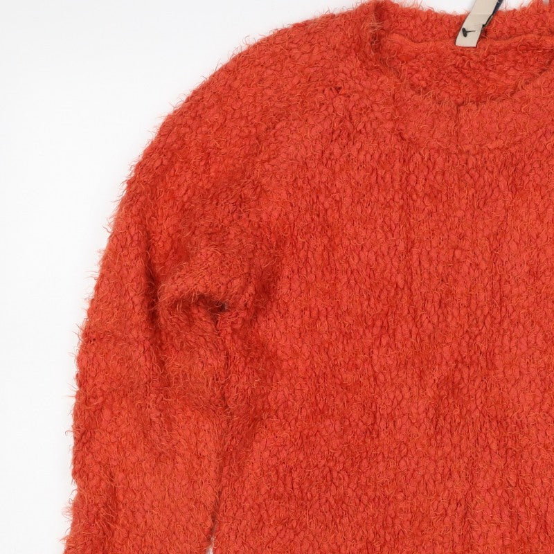 Pull&Bear Women’s Orange M Chunky Knit Crew Neck Jumper