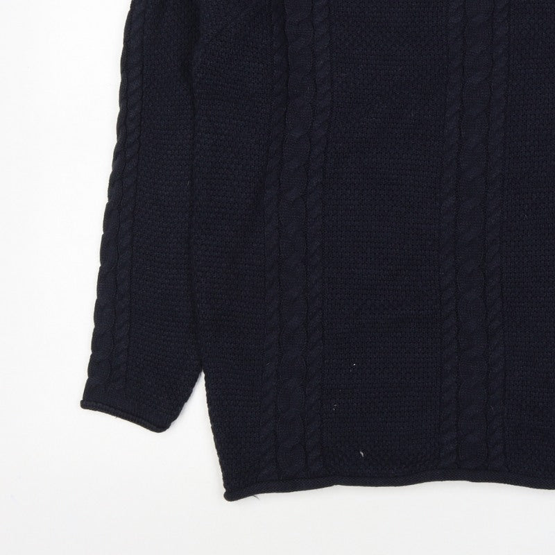 Jack & Jones Unisex Blue L Cable Knit Crew Neck Pullover Jumper