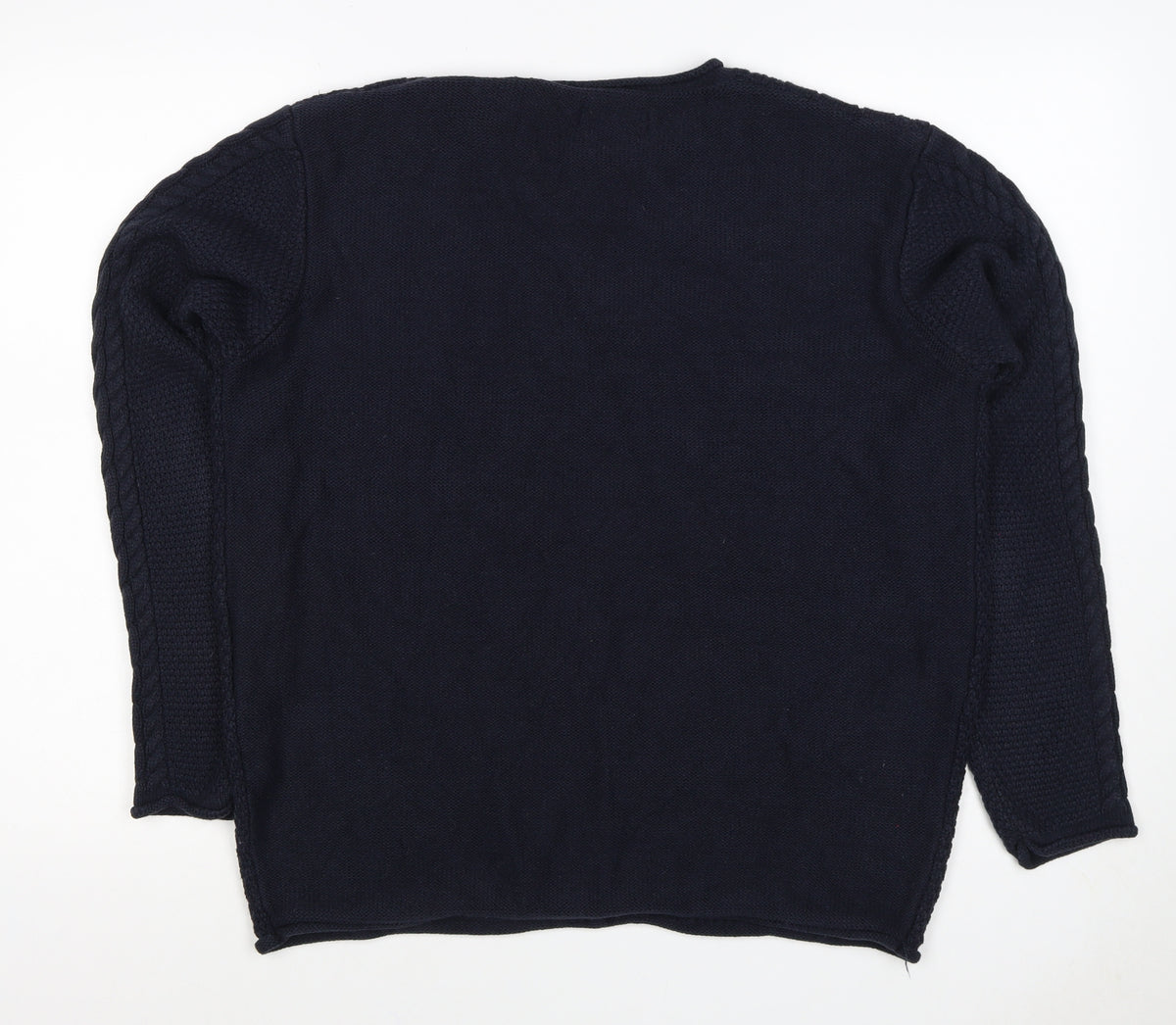 Jack & Jones Unisex Blue L Cable Knit Crew Neck Pullover Jumper