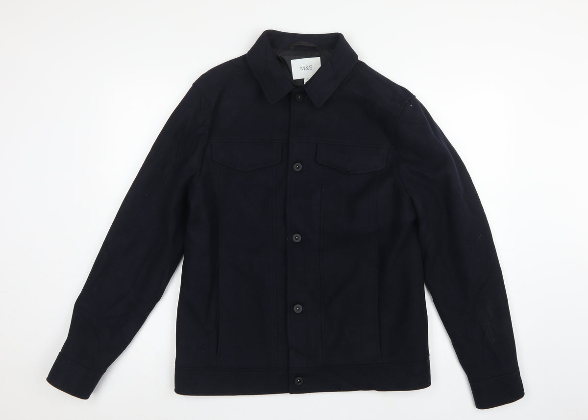Marks and Spencer Men's Black M Basic Button Lined Jacket Pockets