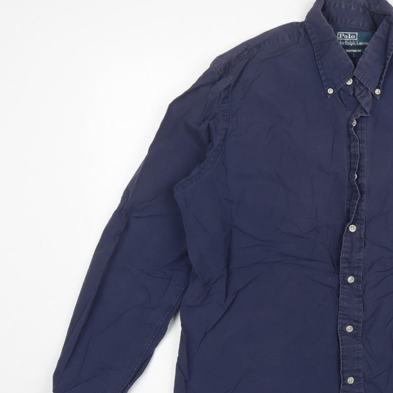 Polo Ralph Lauren Men’s Blue L Custom Fit Cotton Button-Down Shirt