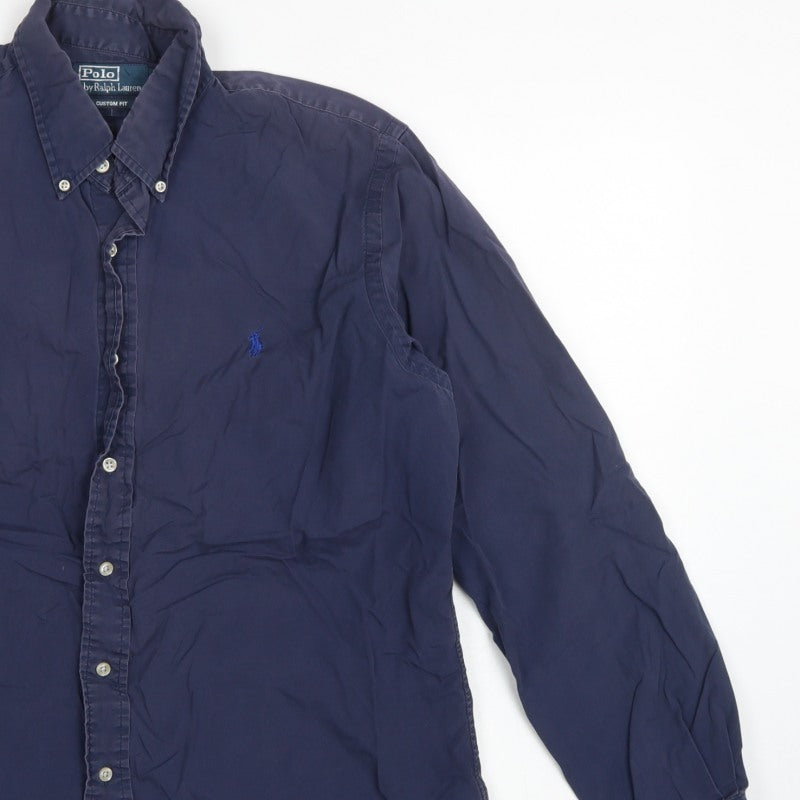 Polo Ralph Lauren Men’s Blue L Custom Fit Cotton Button-Down Shirt