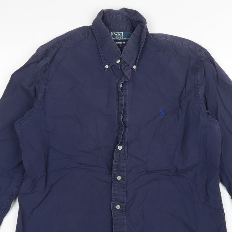 Polo Ralph Lauren Men’s Blue L Custom Fit Cotton Button-Down Shirt