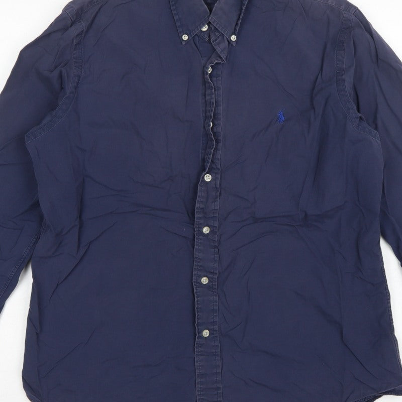 Polo Ralph Lauren Men’s Blue L Custom Fit Cotton Button-Down Shirt