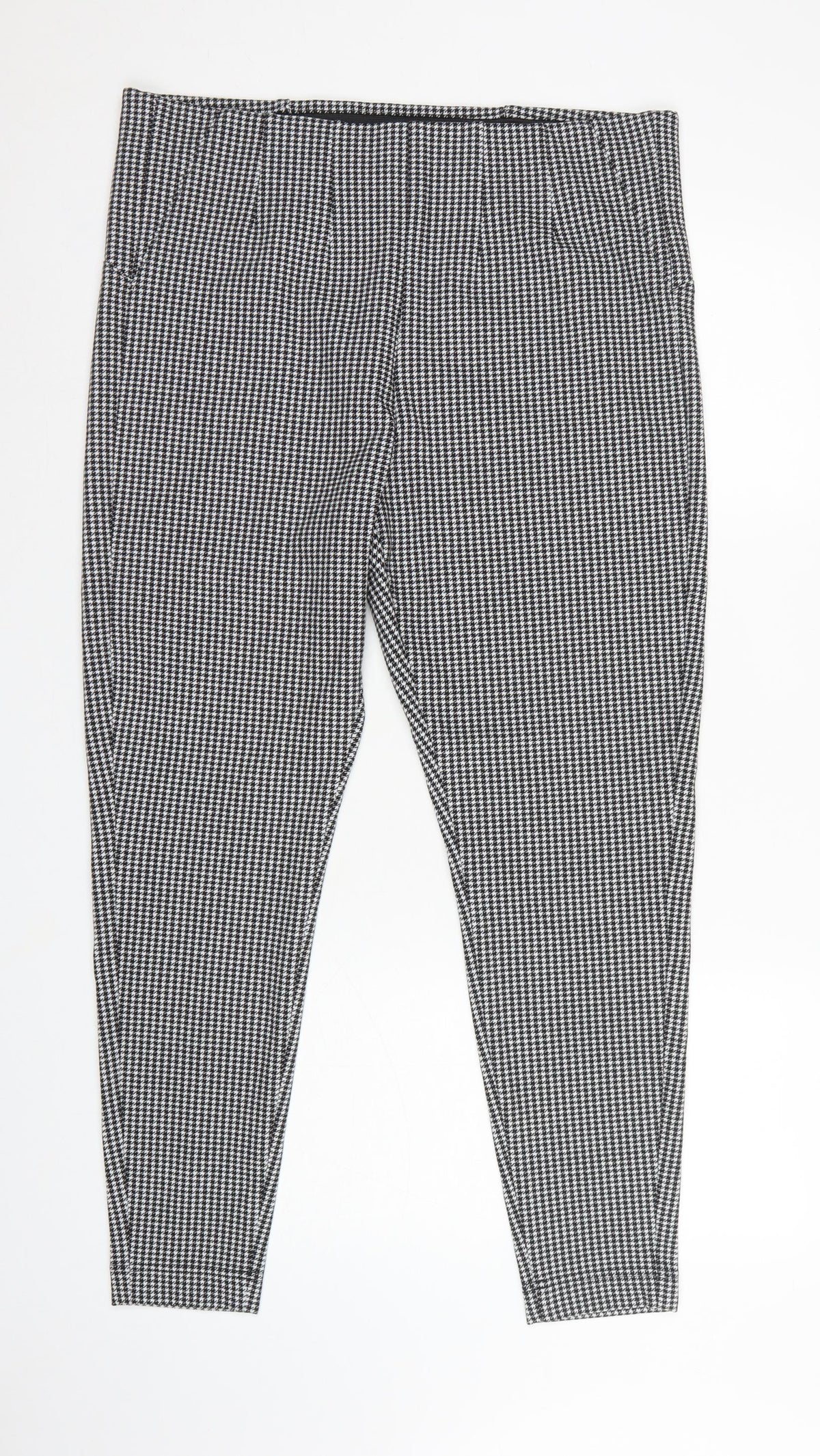 Marks & Spencer Women Black Houndstooth Stretch Leggings UK 18 Regular