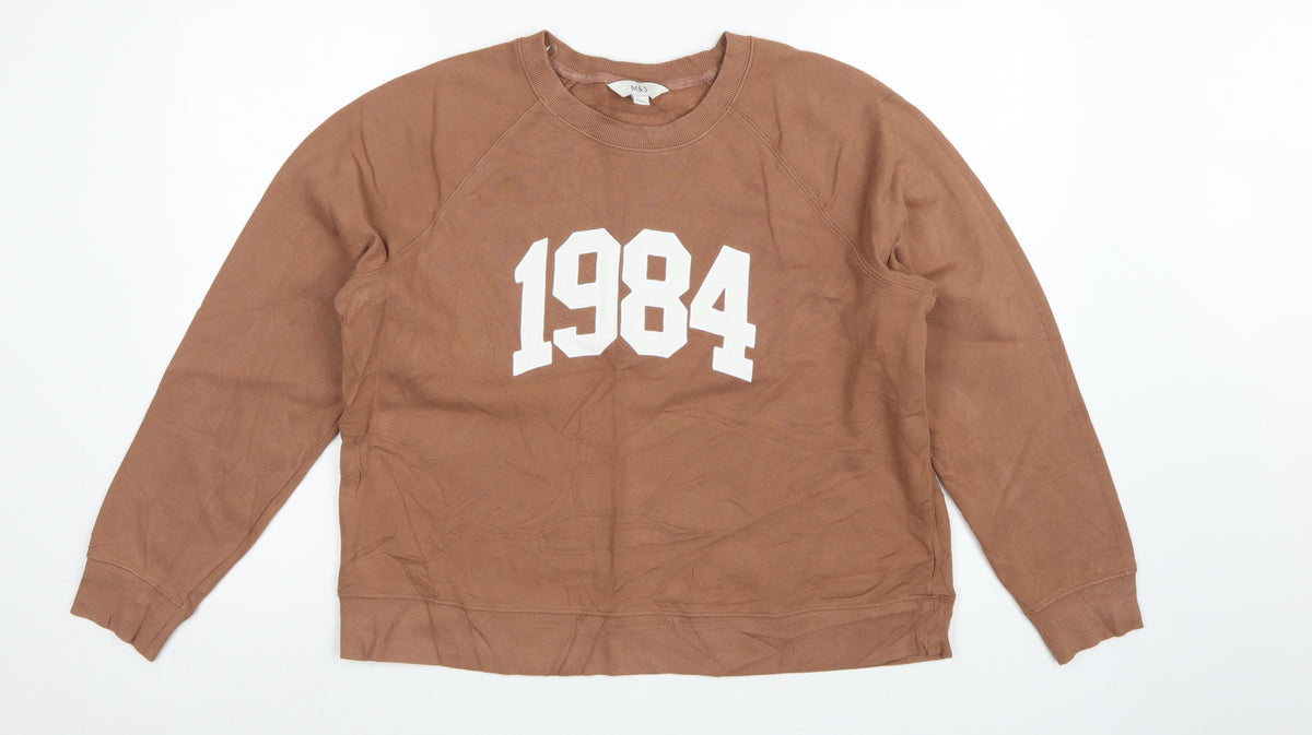 Marks & Spencer Women Brown M 1984 Graphic Pullover Sweatshirt