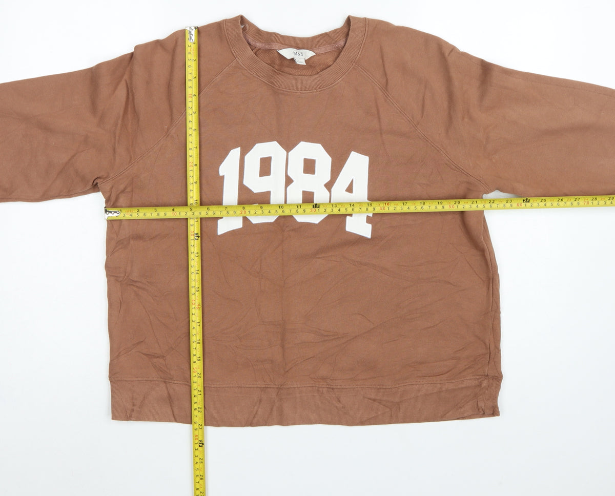 Marks & Spencer Women Brown M 1984 Graphic Pullover Sweatshirt