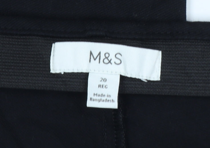 Marks & Spencer Women Black Size 20 Regular Tailored Tapered Work Trousers