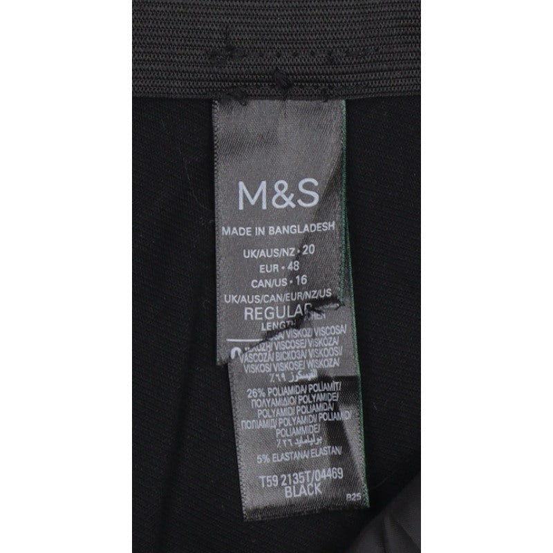 Marks & Spencer Women Black Size 20 Regular Tailored Tapered Work Trousers