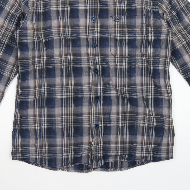 Camel Active Men's Blue XS Plaid Button-Down Long Sleeve Shirt